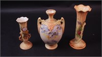 Three Royal Worcester vases: one 7" with