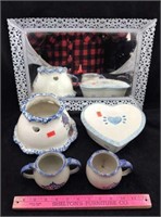 Mirrored Tray and Pottery & Porcelain Dishes