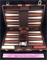 Backgammon Set and Barrel Coin Bank with Lock