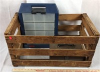 Wood Crate with Rubbermaid Organizer and Change