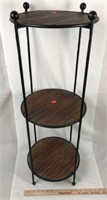 Metal 3 Tier Circular Stand with Wood Shelves