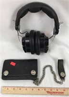 NASCAR FM Headset and Leather Wallet with Chain