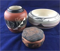3 Pieces of Indian Style Pottery