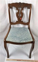 Vintage Wood Chair with Carved Back