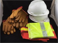 Plastic Helmets, Rubber Gloves, Safety Vests