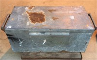 Old galvanized steel trunk of electrical hardware