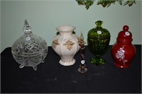 Covered Candy Dishes &  Lenox Vase