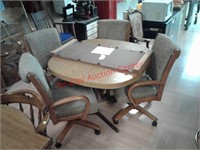 > Chromecraft kitchen table w/ 4 chairs on casters