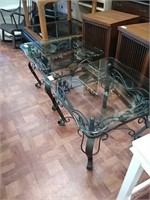 Pair of wrought iron side tables