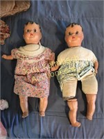 Pair of antique 18" composition dolls
