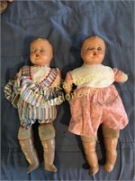 Pair of antique 18" composition dolls