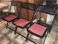 Set of 3 retro metal folding chairs
