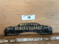 Renck's Garage License Plate Topper Warrenton Tx