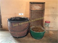 cast iron pot and washboard