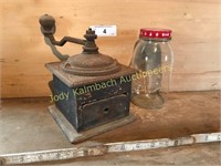 Antique wood hand coffee grinder