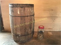 Antique wood nail keg