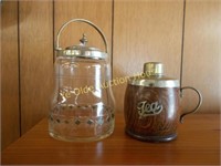 Glass Biscuit Jar and Oak Tea Caddy