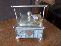 Silverplate and Crystal Cigarette Caddy