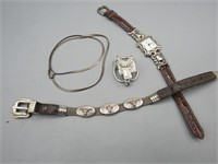 Sterling Necklace, Western Watch & Bracelet...