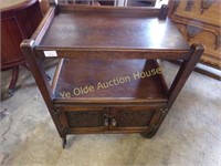 Dark Oak Relief Carved Nice Trolley With Lower