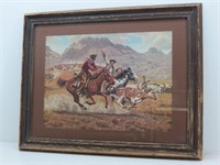 Western Cattle & Cowboys Print by Joe Grandee