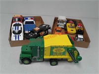 Tonka cars, trucks and wood garbage truck toys