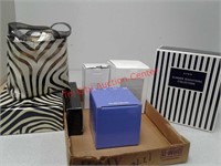 New Avon collectibles, caddy, zebra striped bag