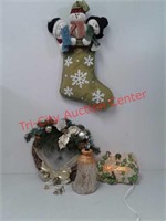 Lighted welcome Deco, wreath, Snowman stocking