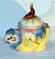 Rare Shawnee Clown Cookie Jar w Ball & Seal