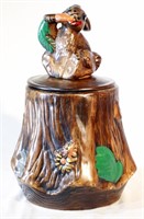 Hand Painted Rabbit on Tree Stump Cookie Jar
