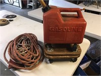 Ropes, dolly, gas can Red 2.5 gallon