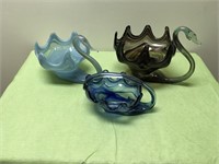 Art Glass - Swans & Basket