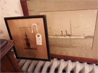 Lot #194 - (2) Framed photos of ships and one