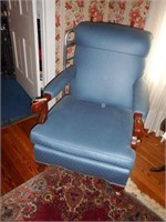 Lot #168 - Blue upholstered open arm chair