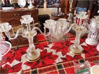 Lot #79 - Pair of crystal two arm candelabras