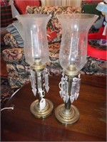 Lot #20 - Pair of brass acid etched candlestick