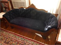 Lot #46 - Victorian blue tufted settee with