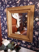 Lot #38 - Antique gold framed decorated mirror