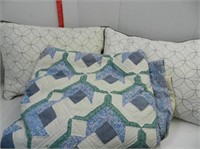 2 Quilted Pillows and Full Size Quilt