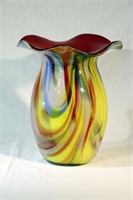 Colorful Handmade Glass Vase Krosno Poland