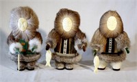 3 Russian Chukchi Reindeer Antler Fur Dolls HM