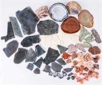 Large Lot Slab Cut Obsidian Minerals Geodes & More