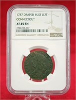 1787 Connecticut Copper, NGC XF 45 BN
