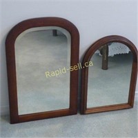2 Antique Curved Top Wooden Mirrors