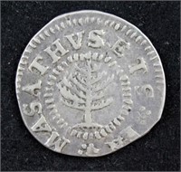 1652 Massachusetts Small Pine Tree Shilling