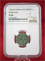 1783 Short Worm John Chalmers 1 Shilling, VF 30 BN