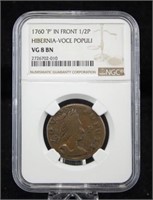 1760 Hibernia - Voce Populi Half Penny, VG 8 BN