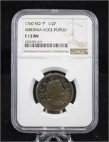 1760 Hibernia - Voce Populi Half Penny, F 15 BN