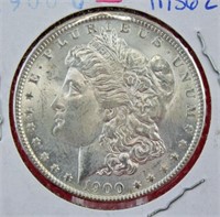 1900 - O, Morgan Silver Dollar MS62 or Better