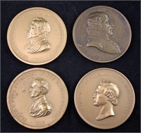 Four U. S. Mint medals; Pierce, Taylor, Polk, Adam